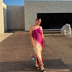 Tie Dye Print Asymmetric Dress
